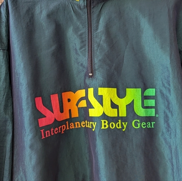 VTG 80s Surfstyle Interplanetary Body Gear Pullover Anorak Windbreaker Teal - Picture 2 of 9